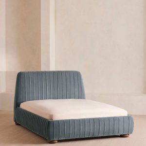 King Measurement Vivienne Mattress in Gray Blue Velvet