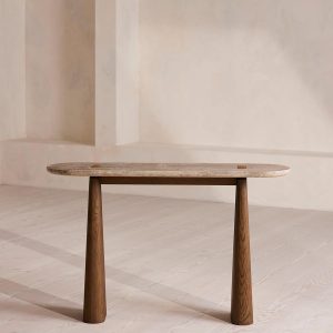 Silver Travertine Althea Console Desk